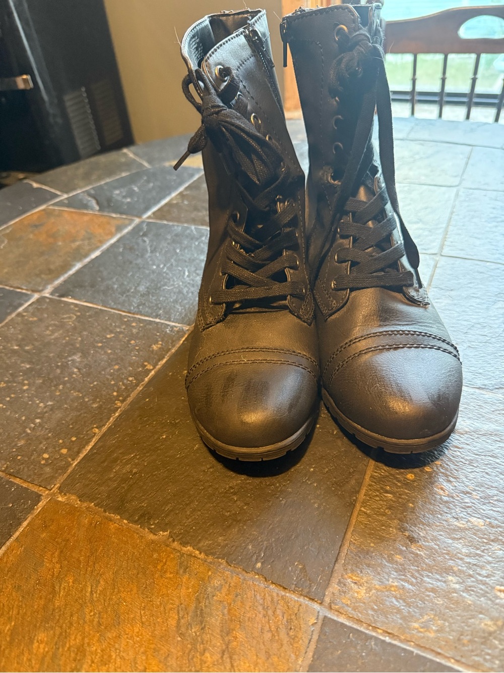 Time and Tru Black Lace-Up Combat Boots